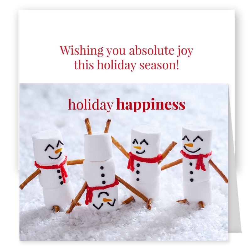 Canopy Street Marshmallow Snowmen Holiday Card Pack / 25 Seasonal Greeting Cards Including Envelopes/Whimsical Winter Happiness Food Design And Joyful Wishes Note - Image 2